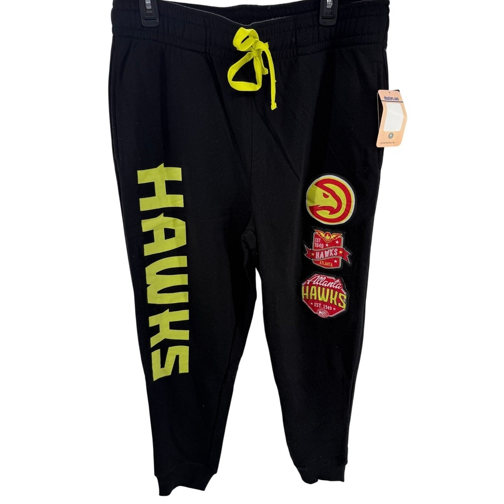 UNK NBA Atlanta Hawks Mens Black Graphic Jogger Sweatpants Size Large New